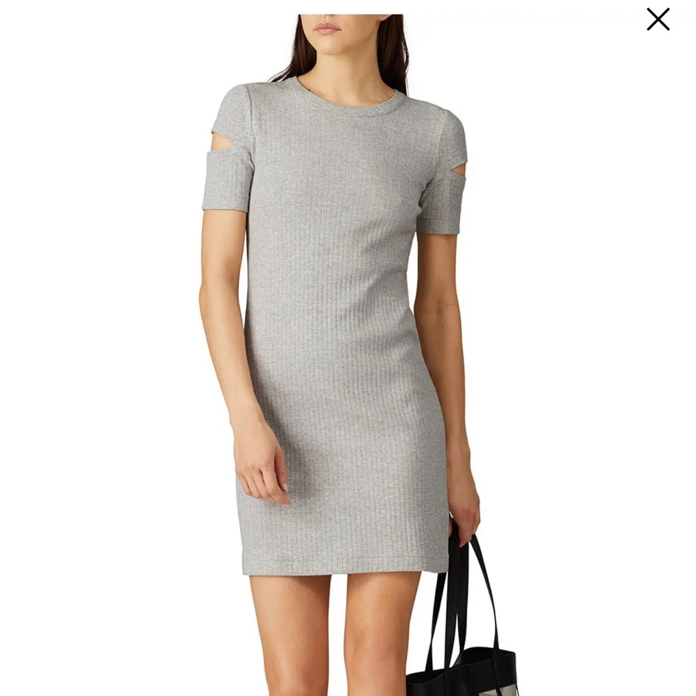 HELMUT LANG short sleeve 100% cotton Cut Slash Sleeve Gray Dress size XS